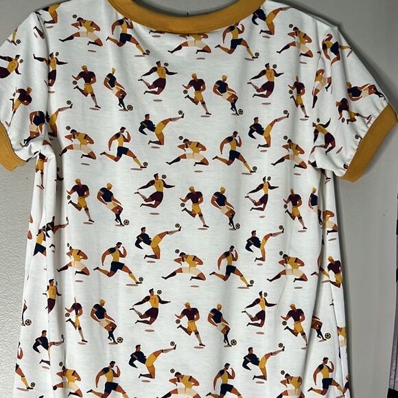 LuLaRoe Women's Small Soccer Player Tee Shirt White Yellow Graphic - Picture 10 of 10